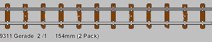Long straight track 154 mm long (2 per pack)