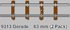 Short straight track 63 mm long (2 per pack)