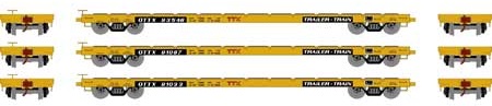 60' Flat Car, OTTX/Red Logo 3-Pack