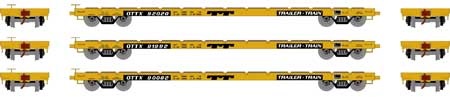 60' Flat Car, OTTX/Black Logo 3-Pack