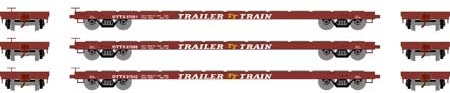 60' Flat Car, OTTX/Brown Logo (3 Pack)