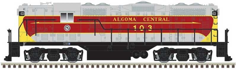 EMD GP7 No Dynamic Brakes - LokSound
& DCC - Master Gold -- Algoma Central (gray, maroon, yellow)