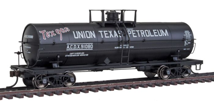 11,000-Gallon Tank Car w/Platform -
Union Texas Petroleum (black, white, Texgas Logo)