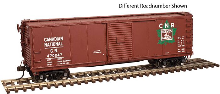 USRA Steel Rebuilt Boxcar - Canadian
National (Boxcar Red, green CNR Leaf Logo, Serves All Canad