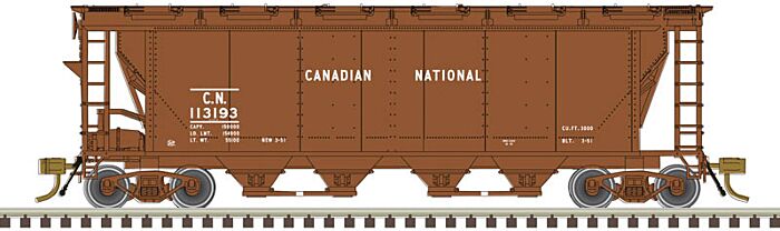 Slab-Side Covered Hopper - Canadian
National (12-Hatch, As-Delivered; red, white)