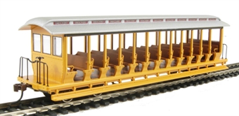 HO Jackson Sharp Open Side
Excusrion Car w Seats. Painted/Unlettered (Yellow/Silver)