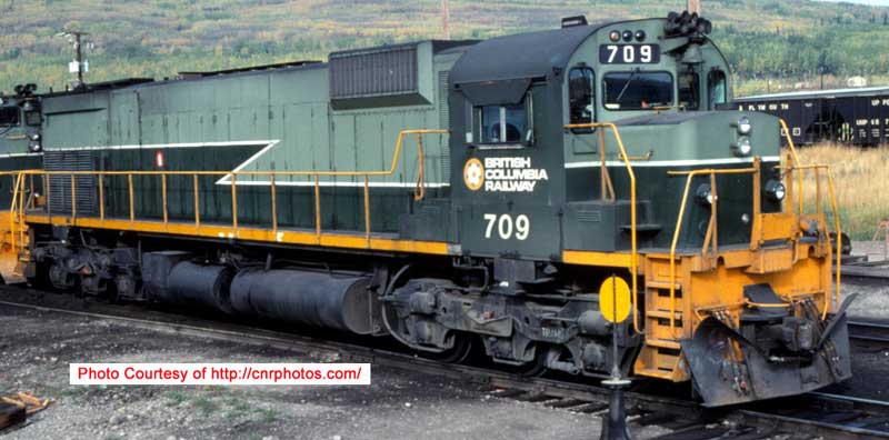 BCR - Two tone green w/ lightning stripe, Face
mounted ditch lights, yellow deck stripe