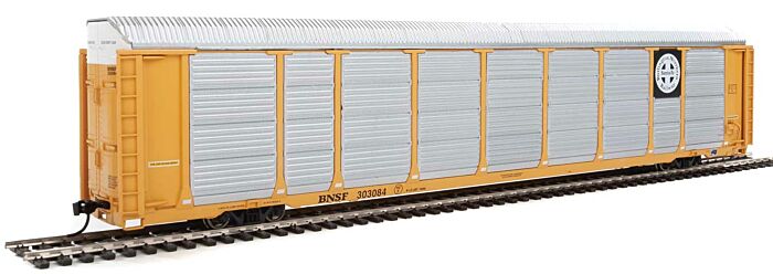 89' Thrall Enclosed Tri-Level Auto Carrier
- Burlington Northern Santa Fe Rack and Flat (yellow, Circle-Cross Logo)